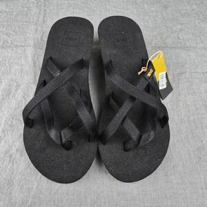 Teva Mush Mandalyn Ola 2 Wedge Sandals Womens 8 Black Strappy Platform 1000099